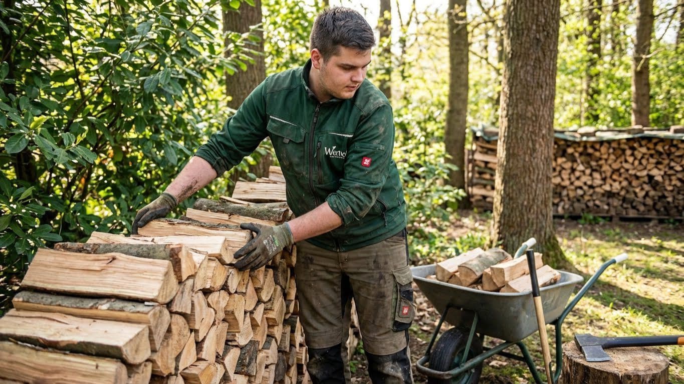 Brennholz kaufen Bielefeld - Holz stapeln im Wald