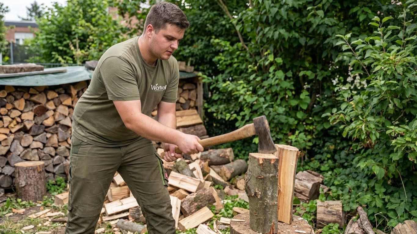 Brennholz kaufen Bielefeld - Holzspalten mit Axt